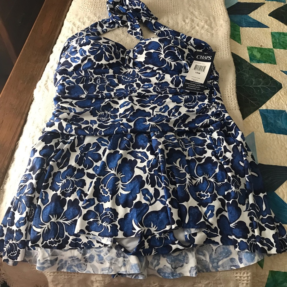 NWT chaps one piece bathing suit